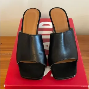 Staud Black Leather Women's Wedge Sandals