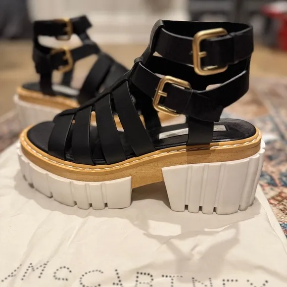 Stella McCartney Black Emilie Gladiator Heeled Sandals
