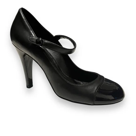 Stella McCartney Mary Jane Heels Womens 36 Black Cap Toe Pumps