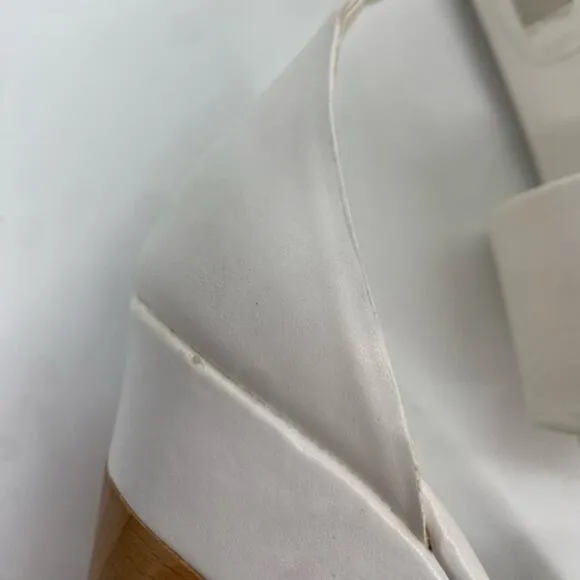 Stella McCartney Wooden Wedge Platform Heels Shoes White Leather Size 37 7