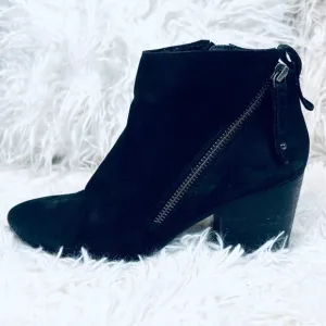 Steve Madden Black MOD ROCKER CHIC sz 7M LEATHER Heeled Bootie Boots