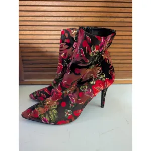 Steve Madden Burnout Velvet Floral Booties Lethal Stiletto Boots RARE