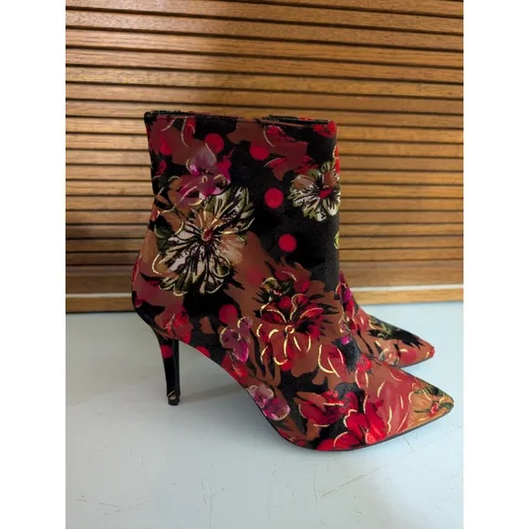 Steve Madden Burnout Velvet Floral Booties Lethal Stiletto Boots RARE
