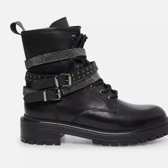 Steve Madden Captain Rhinestone Lug Sole Combat Boots