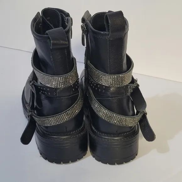 Steve Madden Captain Rhinestone Lug Sole Combat Boots