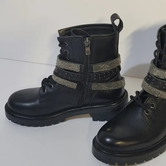Steve Madden Captain Rhinestone Lug Sole Combat Boots