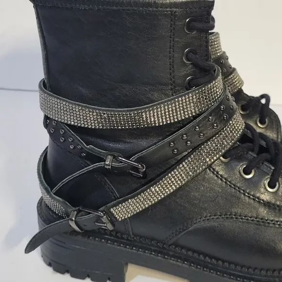 Steve Madden Captain Rhinestone Lug Sole Combat Boots
