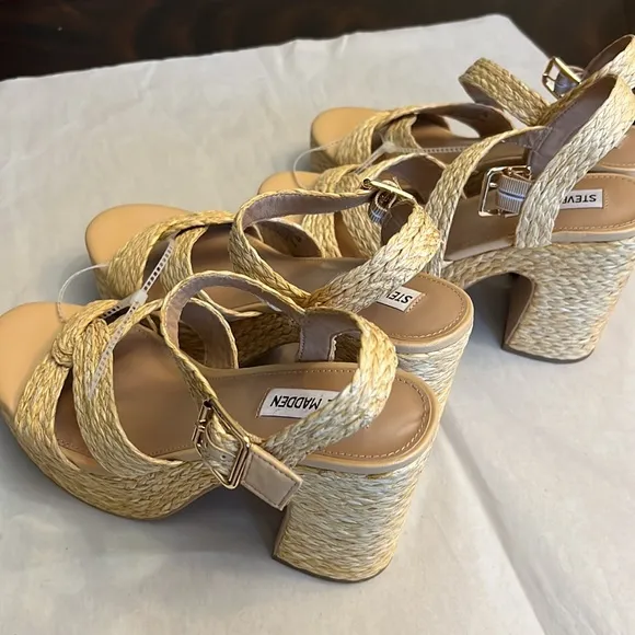 Steve Madden Carisma Raffia Platform Sandals.