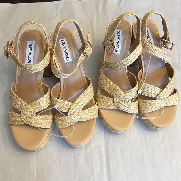 Steve Madden Carisma Raffia Platform Sandals.