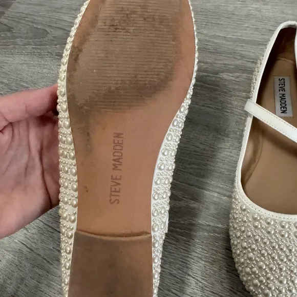 Steve Madden Cream Pearl-Embellished Women's Shoes