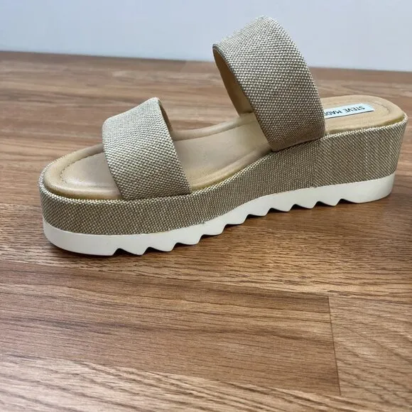Steve Madden Defuse Raffia Wedge Platform Sandals Women's Size 9.5 NEW