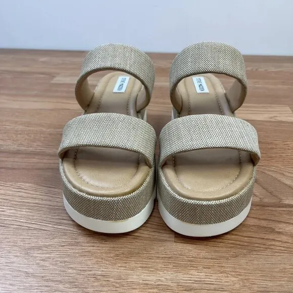 Steve Madden Defuse Raffia Wedge Platform Sandals Women's Size 9.5 NEW