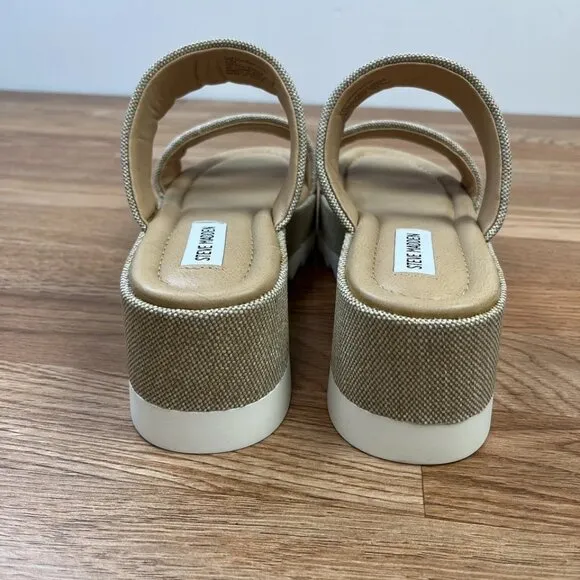 Steve Madden Defuse Raffia Wedge Platform Sandals Women's Size 9.5 NEW