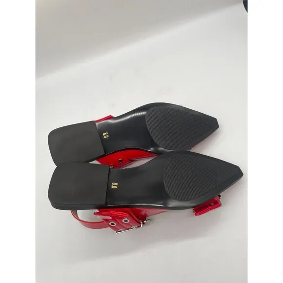 Steve Madden Graya Women's US 8 Flats Red Patent Leather Slingback Strap Shoes