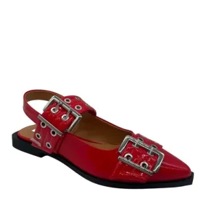 Steve Madden Graya Women's US 8 Flats Red Patent Leather Slingback Strap Shoes