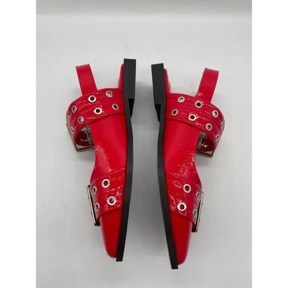 Steve Madden Graya Women's US 8 Flats Red Patent Leather Slingback Strap Shoes