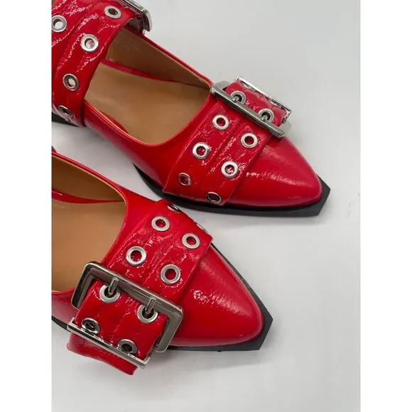 Steve Madden Graya Women's US 8 Flats Red Patent Leather Slingback Strap Shoes