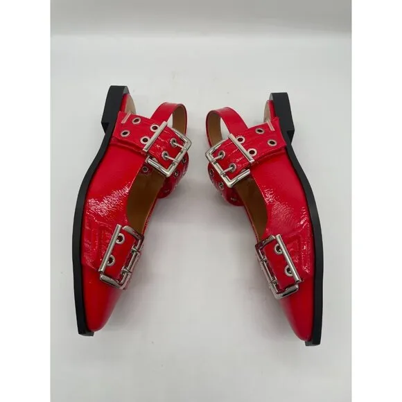 Steve Madden Graya Women's US 8 Flats Red Patent Leather Slingback Strap Shoes