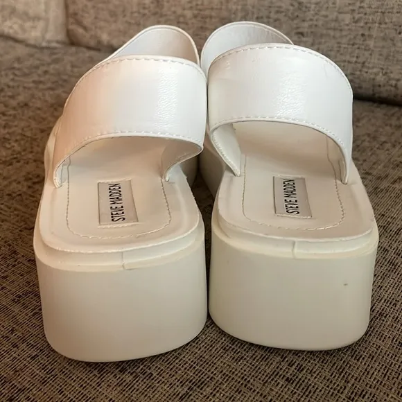 Steve Madden Janice White Platform Sandals Size 9.5M
