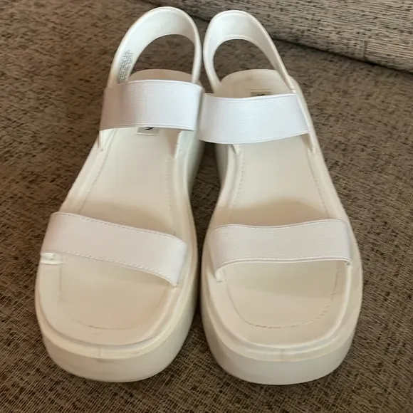 Steve Madden Janice White Platform Sandals Size 9.5M