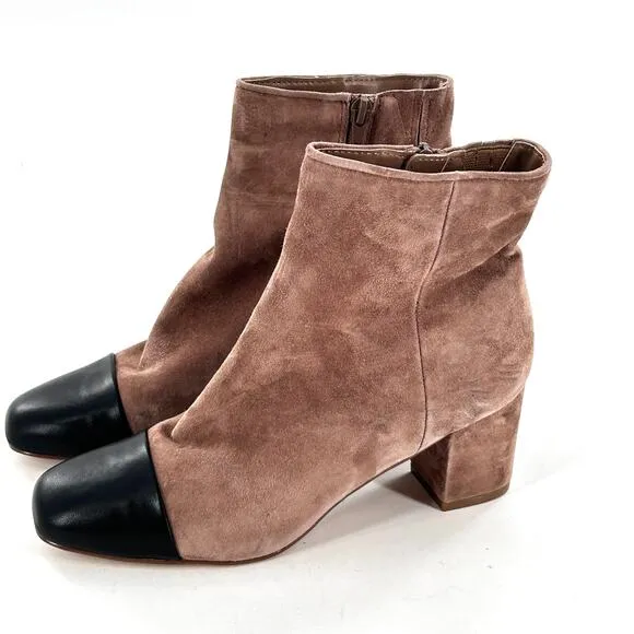 Steve Madden Jaslynn Cap Toe Boots 7.5 Tan Black NWOT Ankle Booties Academia