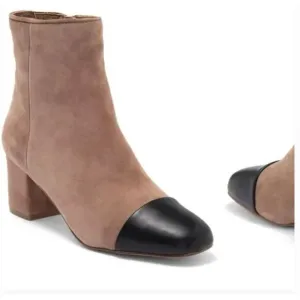 Steve Madden Jaslynn Cap Toe Boots 7.5 Tan Black NWOT Ankle Booties Academia