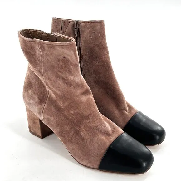 Steve Madden Jaslynn Cap Toe Boots 7.5 Tan Black NWOT Ankle Booties Academia