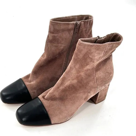 Steve Madden Jaslynn Cap Toe Boots 7.5 Tan Black NWOT Ankle Booties Academia