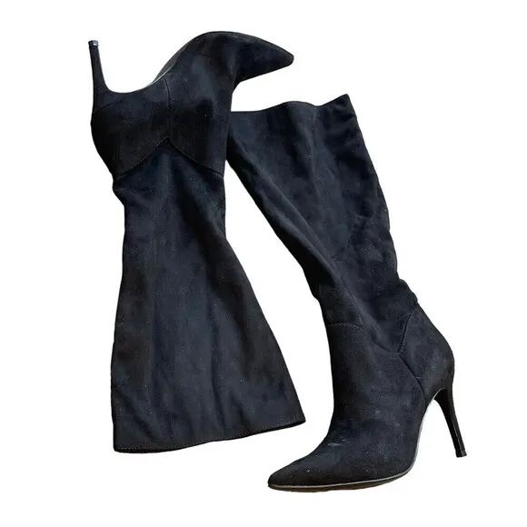STEVE MADDEN Kinga Pointed Toe Knee-High Pull-on Boots in Black Size 8 NWOB