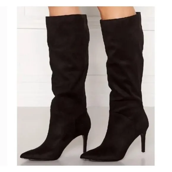 STEVE MADDEN Kinga Pointed Toe Knee-High Pull-on Boots in Black Size 8 NWOB