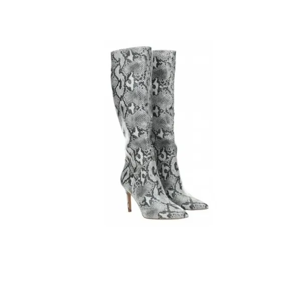 STEVE MADDEN Kinga Snake Print Vegan Leather Knee-High Boots in Gray Size 5.5M