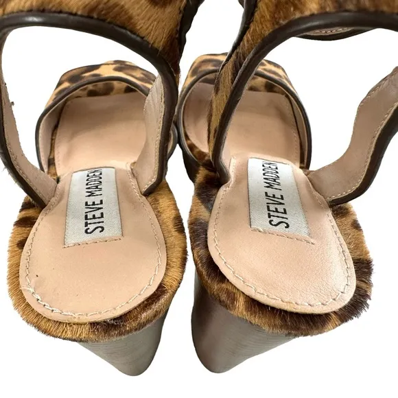 Steve Madden Madeline Leopard Print Platform Block Heel Sandals Women’s Size 7M