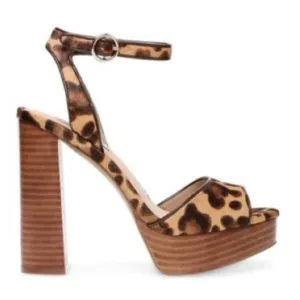 Steve Madden Madeline Leopard Print Platform Block Heel Sandals Women’s Size 7M