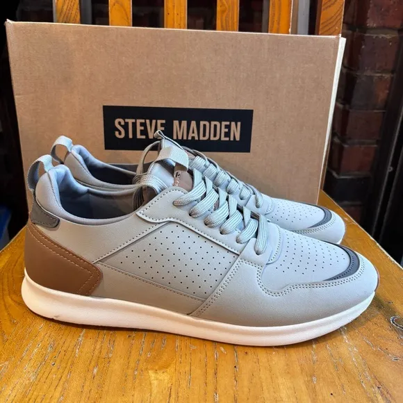 Steve Madden mens P-Sonny ortholite athleisure sneakers lt gray 11