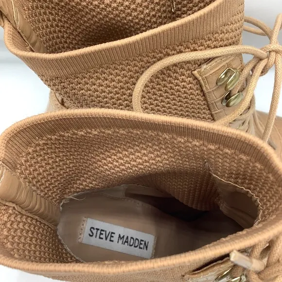 Steve Madden Stylish Tan Lace-Up Ankle Boots