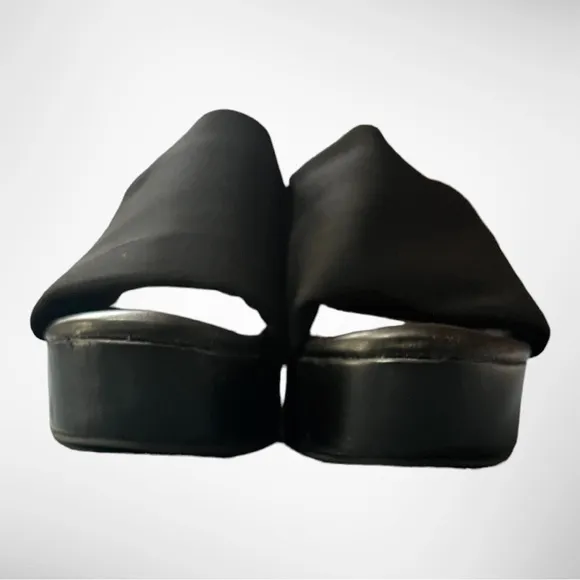 STEVE‎ MADDEN Women's Iconic Black Slinky Platform Wedge Sandal Size 11.5 | EUC