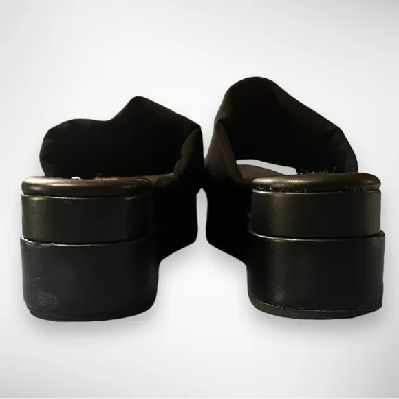 STEVE‎ MADDEN Women's Iconic Black Slinky Platform Wedge Sandal Size 11.5 | EUC