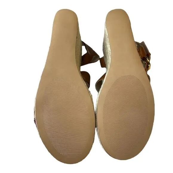STEVE MADDEN Women's Valery Espadrille Wedge Sandals Cognac Brown Size 8.5 NEW
