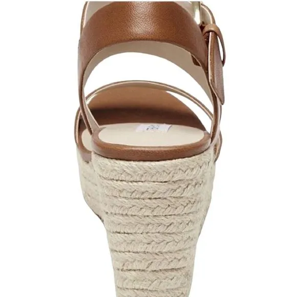 STEVE MADDEN Women's Valery Espadrille Wedge Sandals Cognac Brown Size 8.5 NEW