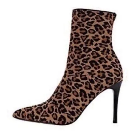 Steve Madden Leopard Print Stiletto Ankle Boots Size 6