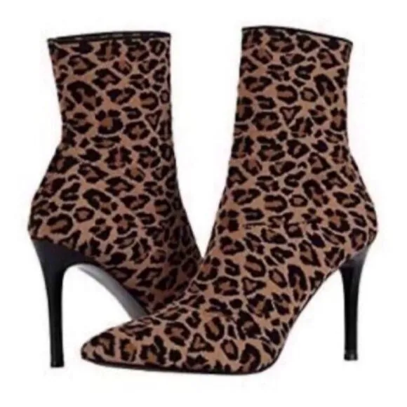 Steve Madden Leopard Print Stiletto Ankle Boots Size 6