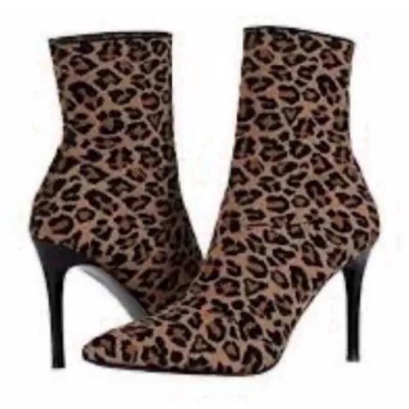 Steve Madden Leopard Print Stiletto Ankle Boots Size 6