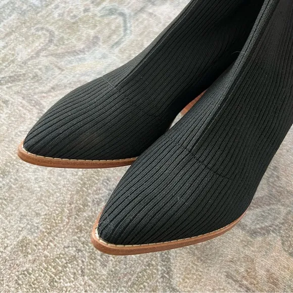 Steven NY Steve Madden Nara Sock Bootie 9 Black Chunky Block Heel Chic Boots