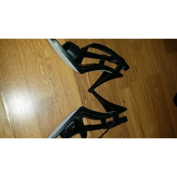 Steven Steve Madden Leather Heels Shoes Sandals Black Women's 9 US New In Box