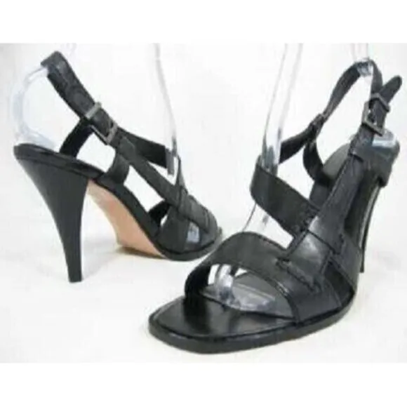 Steven Steve Madden Leather Heels Shoes Sandals Black Women's 9 US New In Box