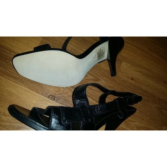Steven Steve Madden Leather Heels Shoes Sandals Black Women's 9 US New In Box