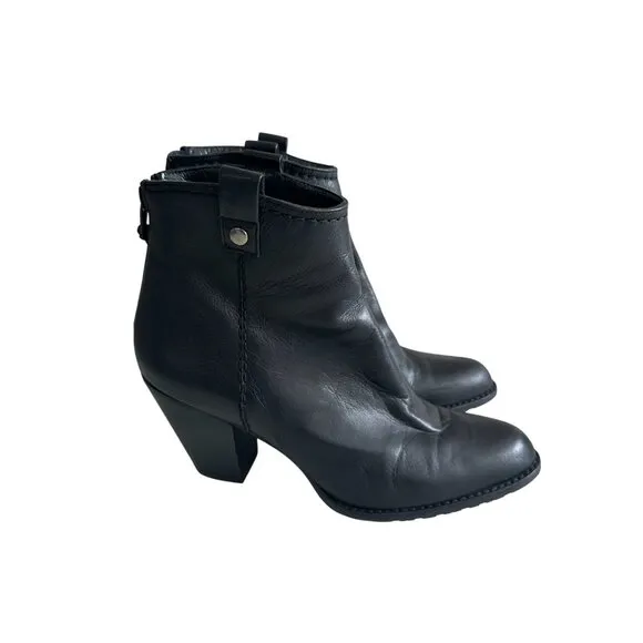 STUART WEITZMAN Black Leather Ankle Booties Boots Size 6.5
