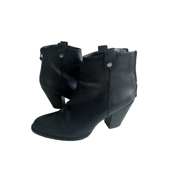 STUART WEITZMAN Black Leather Ankle Booties Boots Size 6.5