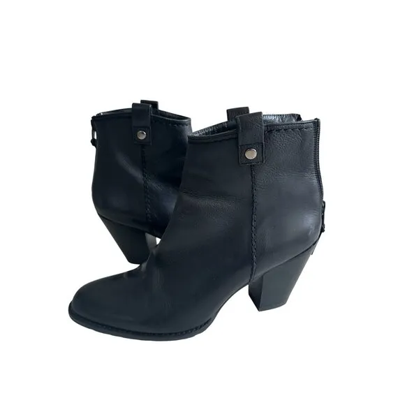 STUART WEITZMAN Black Leather Ankle Booties Boots Size 6.5