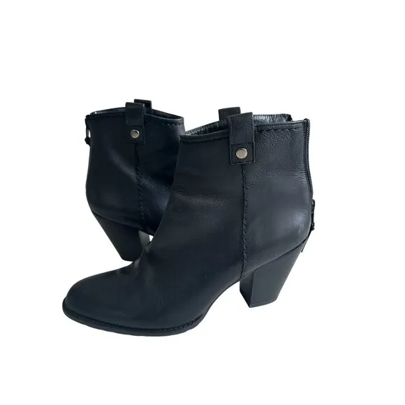 STUART WEITZMAN Black Leather Ankle Booties Boots Size 6.5